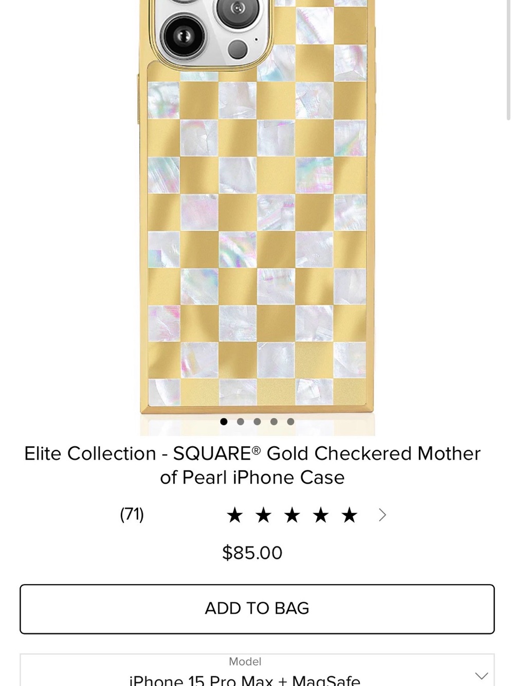 Elite Collection Gold Mother-of-Pearl Checkered iPhone Case